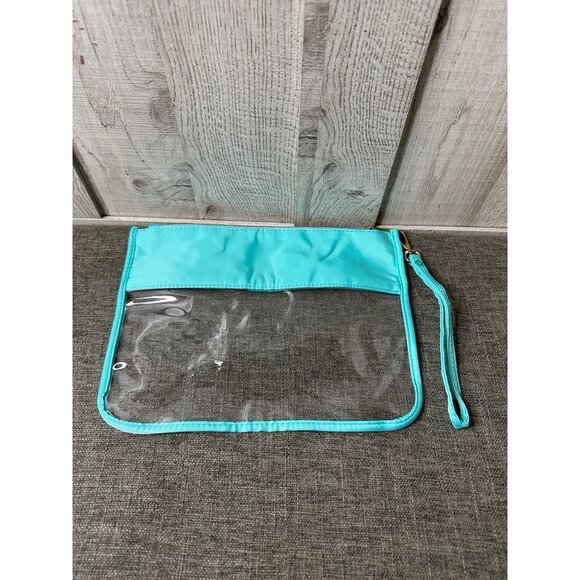 Swim Themed Clear Aqua Cosmetic & Accessory Bag Set With Wristlet - Picture 3 of 10